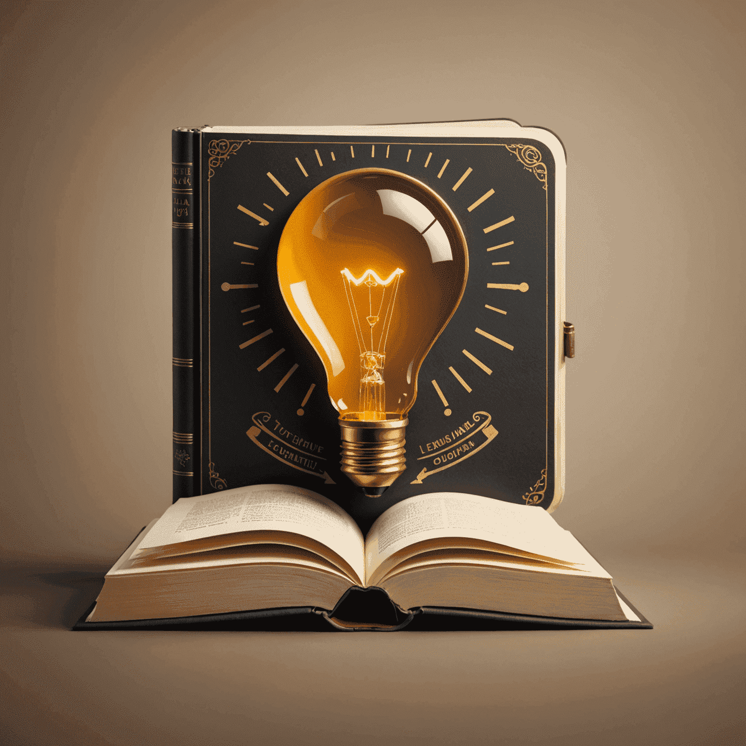 ouddectagam Logo - Ein stilisiertes Buch mit einem Stift, der eine Glühbirne formt, symbolisiert innovatives Englischlernen