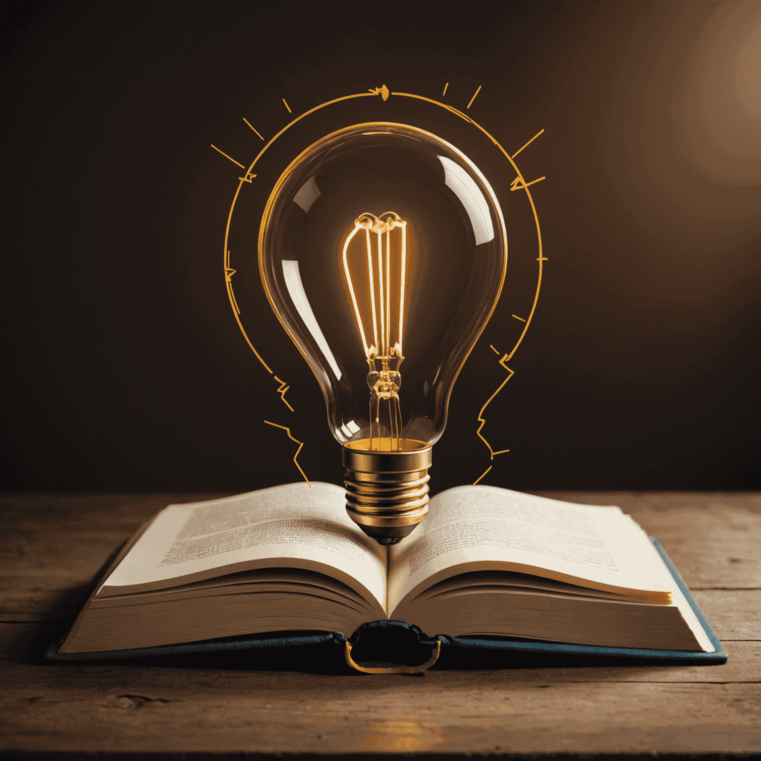 ouddectagam Logo - Ein stilisiertes Buch mit einem Stift, der eine Glühbirne formt, symbolisiert innovatives Englischlernen