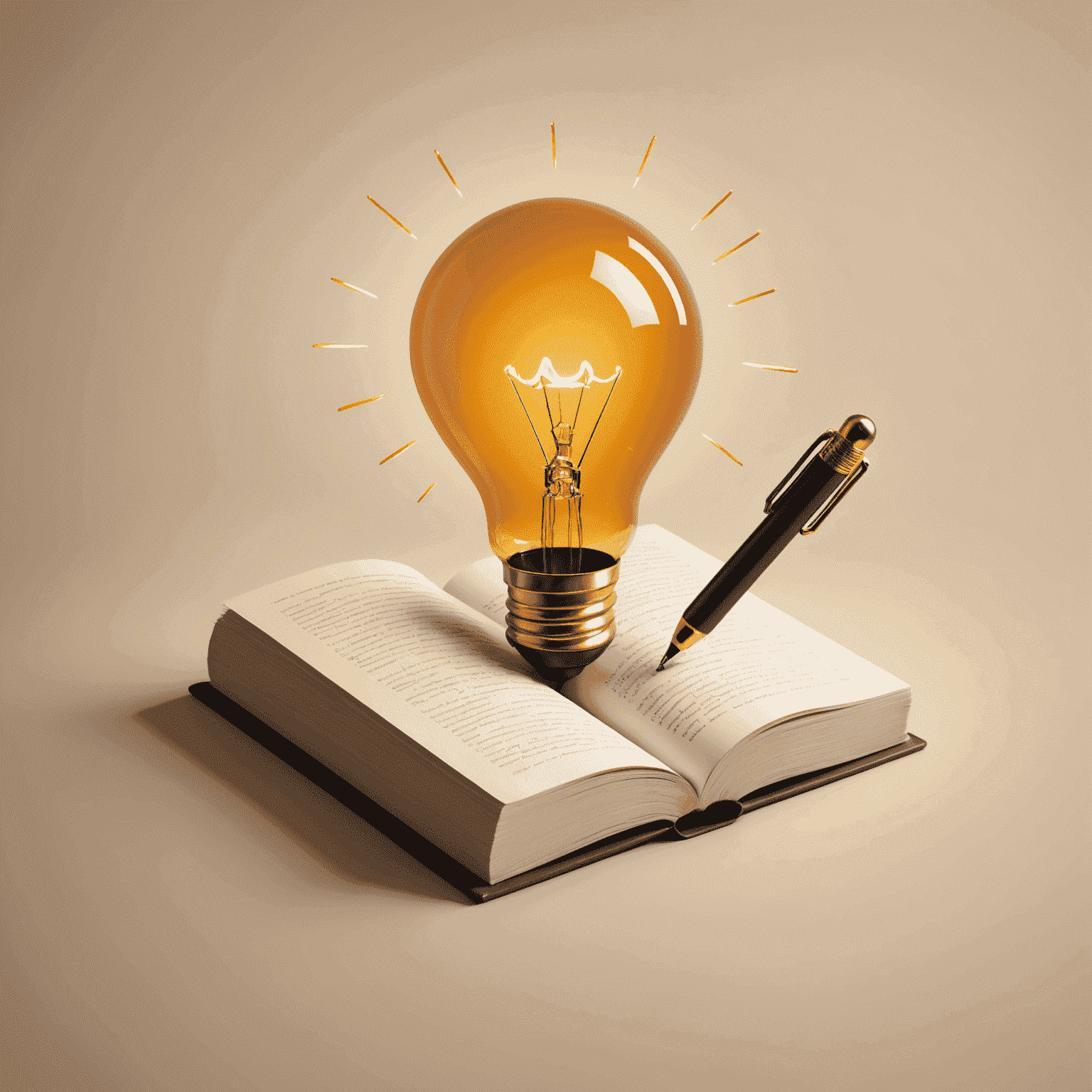 ouddectagam Logo - Ein stilisiertes Buch mit einem Stift, der eine Glühbirne formt, symbolisiert innovatives Englischlernen