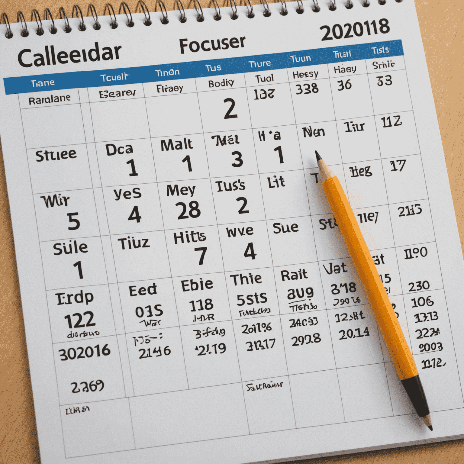 Kalender mit markierten Kursdaten und verschiedenen Niveaustufen für Englischkurse